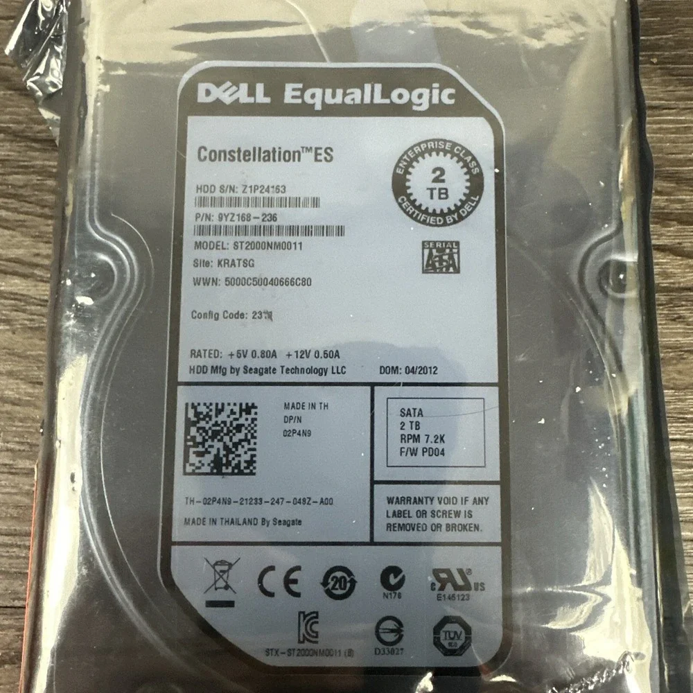 Dell Equallogic‎ 02p4n9 00nv66 St2000nm0011 2tb 7.2k 64mb Sata III Sas 3.5